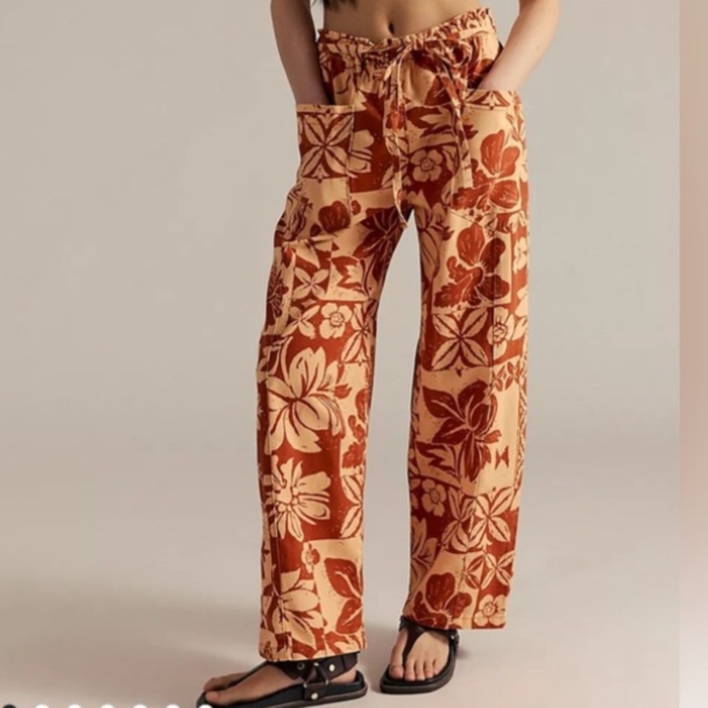We The Free Orange and Brown Wide Leg Pants